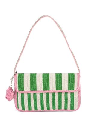 NWT Pink Green White All Over Beaded Purse Alpha Kappa Alpha colors AKA Handbag
